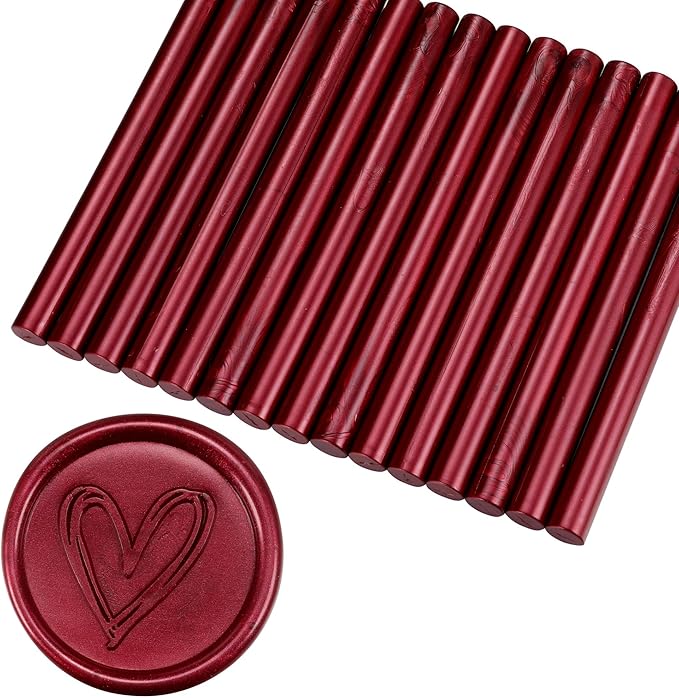 Yoption 15 Pieces Burgundy Glue Gun Sealing Wax Sticks for Wax Seal Stamp, Great for Wedding Invitations, Envelopes, Cards, Christmas Gift Ideas, Wine Packages