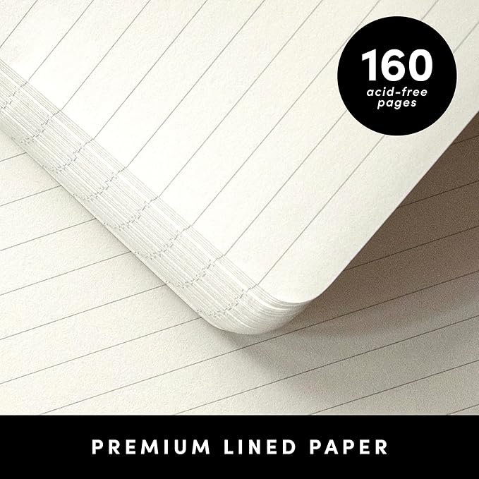 PAPERAGE Lined Journal Notebook, 3 Pack, (Yellow), 160 Pages, Medium 5.6 in x 8 in - 100 GSM Thick Paper – Hardcover Journaling Notebook for Work, School & Note Taking