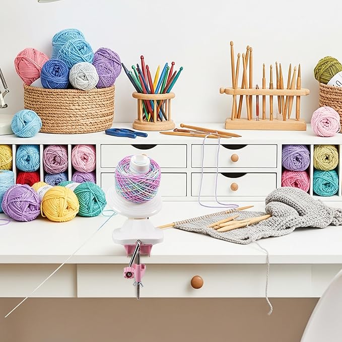 Yarn Winder, Ball Winder for Crocheting and Knitting, Ideal Gifts for Women's Day, Hand Operated Winder for Yarn Storage, Included Scissors and Storage Pouches