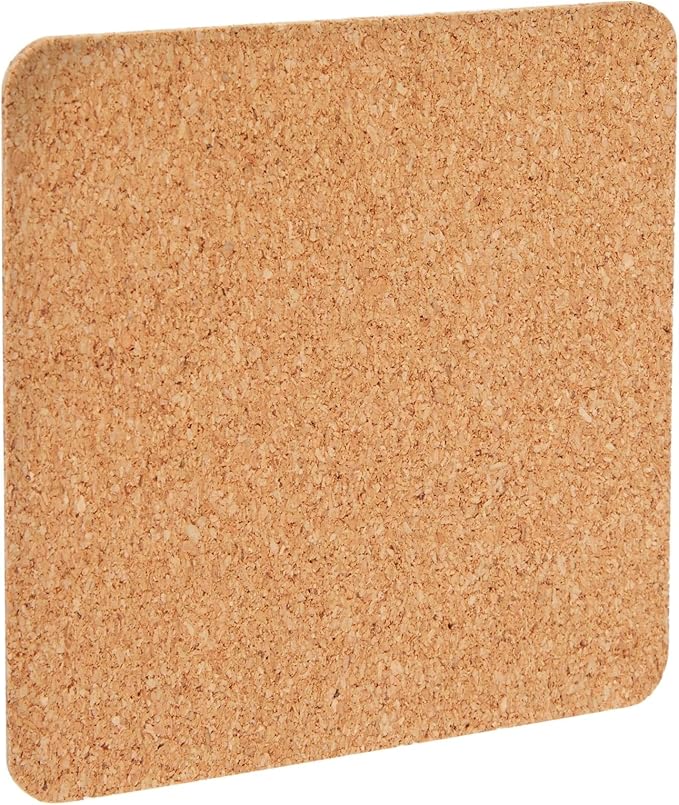 Juvale Square Cork Tiles - 50 Pack, 3.7 x 3.7 in, 1.5 mm Thick, Brown - Adhesive Cork Backing for Coasters & DIY Projects - Craft Supplies for Adults