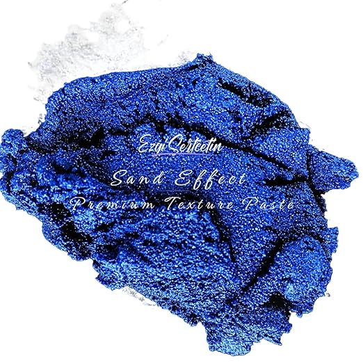 Premium Sand Effect Texture Paste | 6oz by Volume | Unique Metallic Colors | Excellent Sand Texture Effect | by Ezgi Sertcetin (Metallic Intensive Blue)