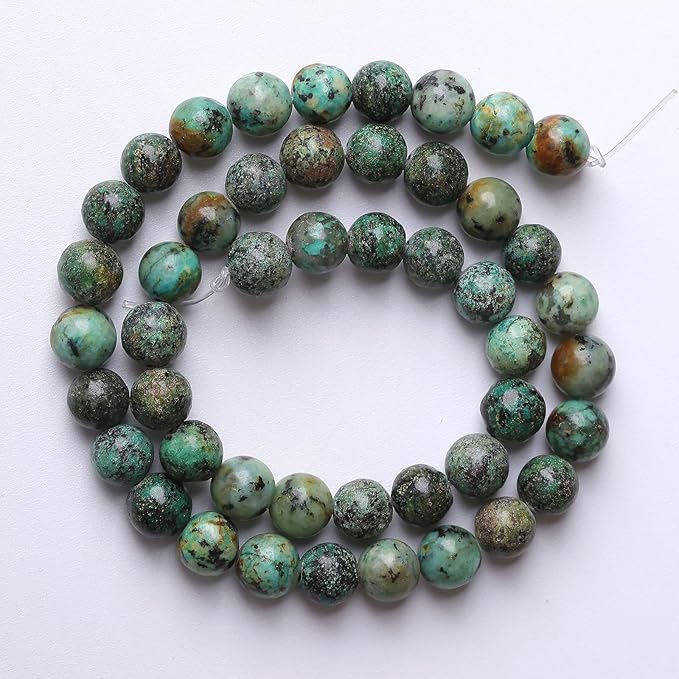 8mm 45pcs Natural African Turquoise Stone Beads for Jewelry Making Round Loose Gemstone Beads DIY Bracelet Necklace Earrings