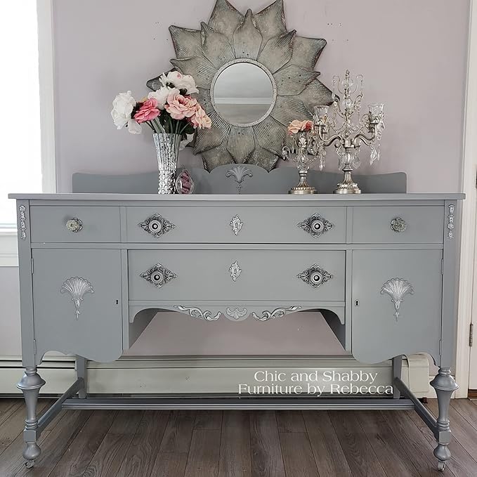 Dixie Belle Paint Company Chalk Finish Furniture Paint - Manatee Gray (16oz) - Matte Light Gray Chic Chalk Mineral DIY Furniture Paint