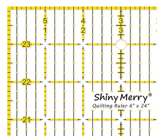 Quilting Ruler 6"x24",Non-Slip Clear Acrylic Sewing Ruler with Easy-to-Read Grid,Yellow & Black Grid Design,Perfect for Fabric,Patchwork,Cutting & Sewing Crafts,Durable Tool for Quilting