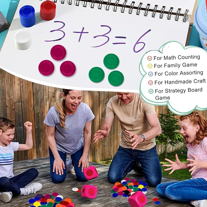 Coopay 4000 Pieces 10 Colors Plastic Poker Chips, 1 Inch Bingo Chips Bulk Learning Counters Disks Poker Card Game, Counting Markers for Math Practice, Game Tokens and Teaching Rewards, 25 mm