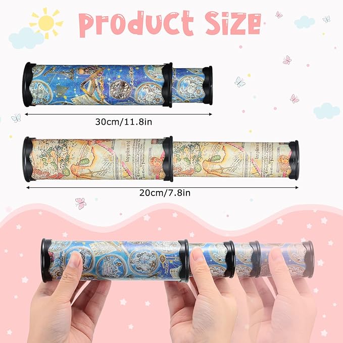 Yunsailing 12 Pack Magic Kaleidoscope Classic Retro Toys - Stretchable Long Kaleidoscope Bulk Party Favors - Educational Science Developmental Toy for Boy, Girl, Adults - Birthday