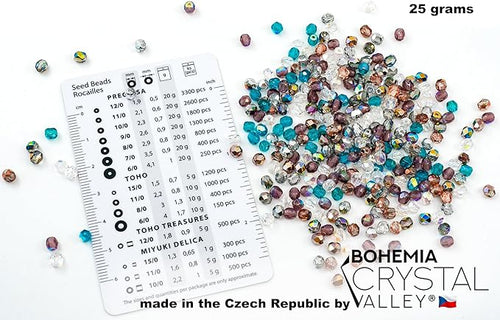 0.88oz (Approx. 300 pcs) Faceted Fire Polished Round Glass Beads 4mm (0.16in), Czech Republic Bohemian Glass Transparent Mix