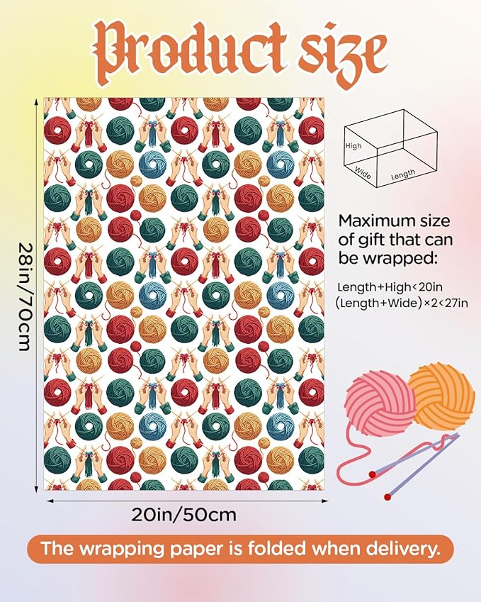 Pineraap 12 Sheets Sewing Theme Wrapping Paper, Vintage Sewing Machine, Button, Yarn Printed Gift Wrap Folded Flat Craft Paper for Sewing Lovers, Seamstress, Women, Mom, Grandma, 19.7 x 27.6 Inch