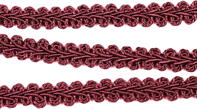 BEL AVENIR Braid Trim 1/2 inch 13.6 Yards French Gimp Basic Sewing Polyester DIY Crafts Costume Home Decorative (Wine)