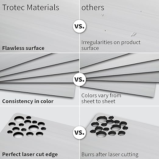 Trotec | Metallic Looking Acrylic Sheet | 12"x24"x1/8", 4 Pcs | Brushed Silver/Black | Metallic Finish - Scratch Resistant for Laser Engraving & Cutting,Printing,Glowforge,Name Plate | USA Made