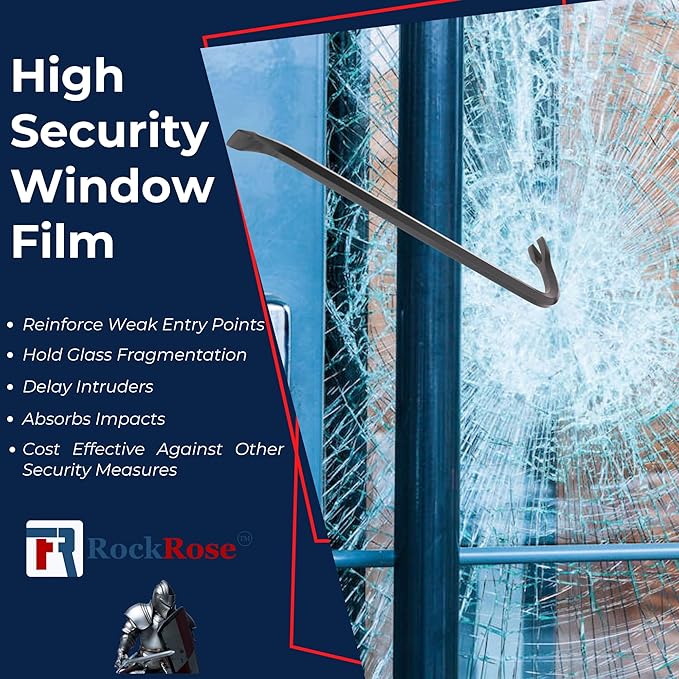 UV 99% VLT 5% Security and Safety 4 Mil Color Window Film Shatterproof Anti Shatter Tempered Glass Film for Home and Office Windows (VLT 5%, 24 in x 15 FT)