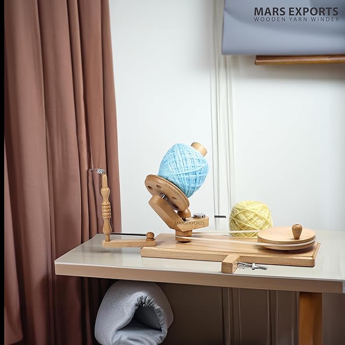 Wooden Yarn Winder with Swift – Manual Yarn Ball Winding Tool for Knitting and Crocheting (ONLY Winder Beechwood)