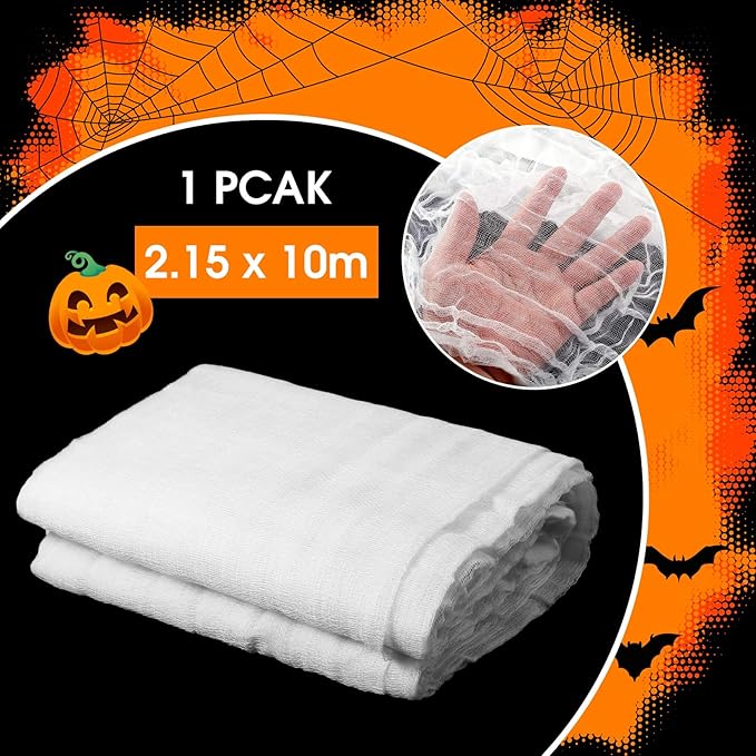 Boao Halloween Cheese cloth 85 x 394 Inch White Cheesecloth Roll for Crafts Large Cotton Muslin Gauze Fabric for Halloween Outdoor & Indoor Spooky Decoration