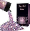 Renfio Opal Chunky Purple Glitter, 1.75oz/50g Dreamy High Sparkle Holographic Fine Iridescent Glitters Flake for Resin Nails Art Hair DIY Snow - Purple Sunglow