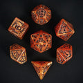7-Die DND Dice Set Halloween Pattern Polyhedral Die Set with Leather Bag, Skull Dice D&D Die for RPG Table Games (Halloween Pattern-Orange/Black Number)
