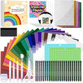 The Ultimate Accessories and Supplies Bundle for Cricut Makers and All Explore Air - The Starter Kit with Weeding Tools, Glitter Vinyl, Permanent Vinyl, Transfer Paper for Crafting Projects