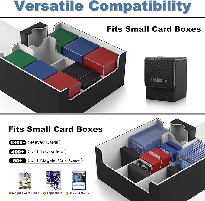 Mlikero Card Deck Case, Trading Card Storage Box for Magnetic Cards Holder and Hard Plastic Cards Protectors, Leather Magnetic Closure Deck Box Fit for MTG, TCG