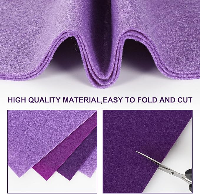 Whaline 18Pcs Felt Fabric Sheets Soft Thick Assorted Purple Craft Felt Pack for DIY Craft Sewing Patchwork Art Projects, 3 Colors, 7.9 x 11.8 Inch