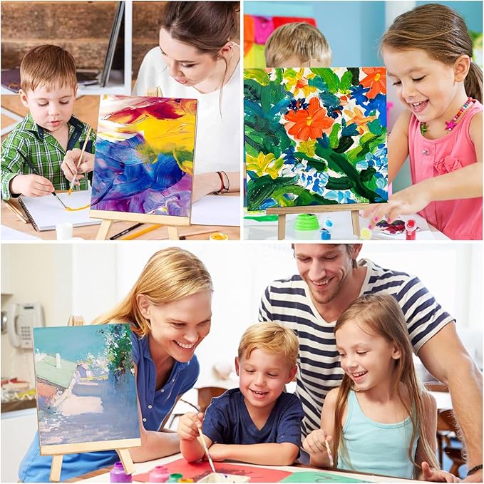 12 Pack Easel for Painting, 9 Inches Easel, Tabletop Painting Canvas Tall Wood Display Easels Set of 12, Art Craft Painting Easel Stand for Artist Adults Students