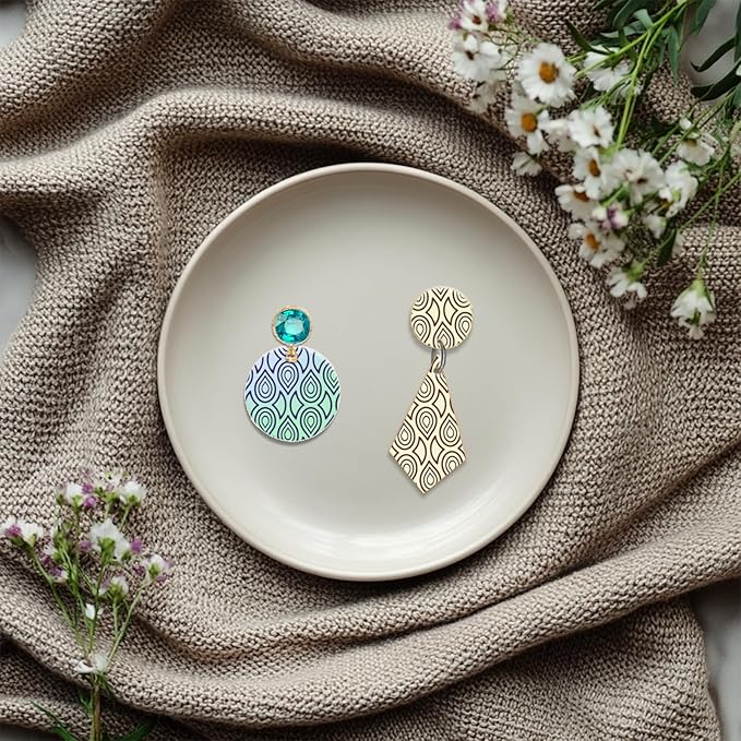 CHGCRAFT Teardrop Polymer Clay Texture Sheets Repeating Seamless Pattern Silicone Texture Stamp Line Art Modeling Pattern Pad for Jewelry and Clay Earrings Tools, 5.5x5.5 inch