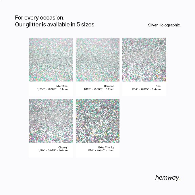 Hemway Glitter Grout Additive add Sparkle to Mosaic Tiles, Bathrooms, Wet Rooms, Kitchens, Tiled Based Rooms and Cement Based Grouts 100g / 3.5oz - Silver Holographic