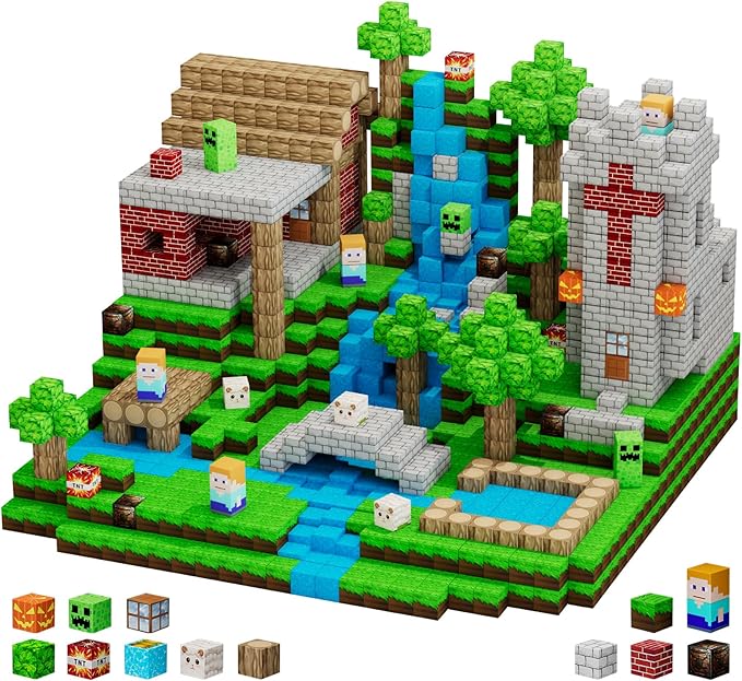 100PCS Magnetic Blocks - Grassland Magnetic Building Blocks Set, STEM Sensory Outdoor Toys, Build Forest World Set for 3+ Year Old Boys&Girls, Christmas Birthday Gift (Forest)