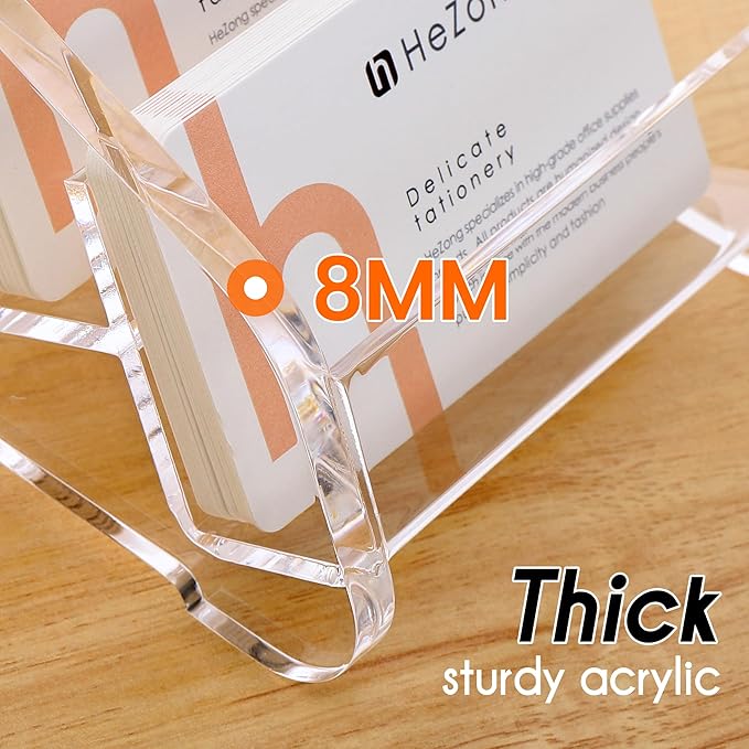 Business Card Holder Display for Desk Muitiple, Clear Acrylic Business card Stand Rack for Women and Men 12 slots 4Tier, Organize 600 cards (12 Slots）