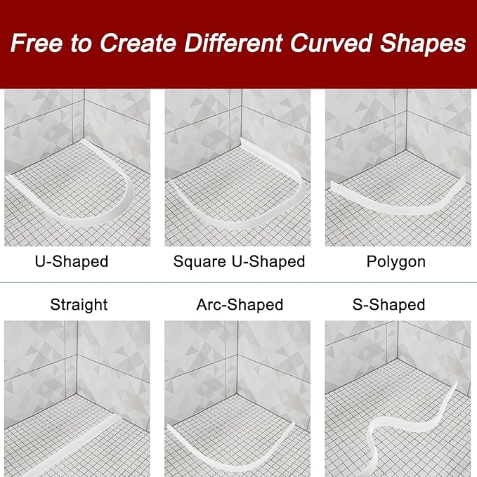 uxcell Flexible Molding Trim, 98 Inch Flexible Quarter Round Molding Silicone Peel and Stick Trim Self Adhesive Shower Water Barrier for Corner Decor Bathroom Kitchen, Grey