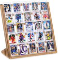 Emfogo Trading Card Display Stand, 5 Tier Sports Graded Card Display, Wooden Trading Card Display Stand for Soprts Card Collection & Show, Brown