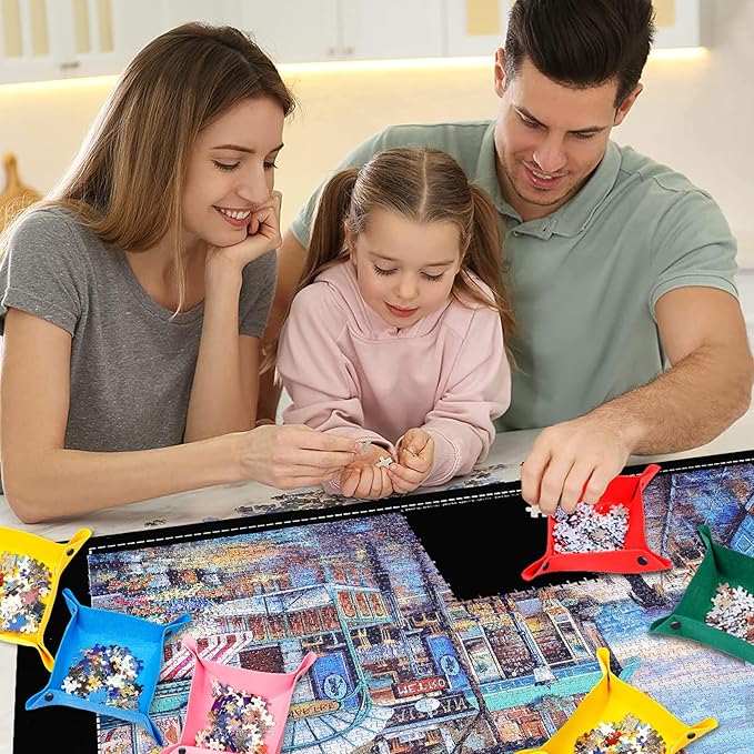 Jigsaw Puzzle Mat Roll Up - 2000 1500 1000 500 Pieces Puzzel Matte, Black Roll-Up Puzzles Mats Felt Save Trays for Sorting Table Board Clear Sheets, Frame Keeper Storage Accessories for Adults