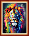 Joyhoor Cross Stitch Kits for Beginners Stamped Cross-Stitch Supplies Needlework preprint Embroidery Kits for Adults DIY Needlepoint Kits Embroidery Patterns 11CT-Colorful Lion 16x20 inchs
