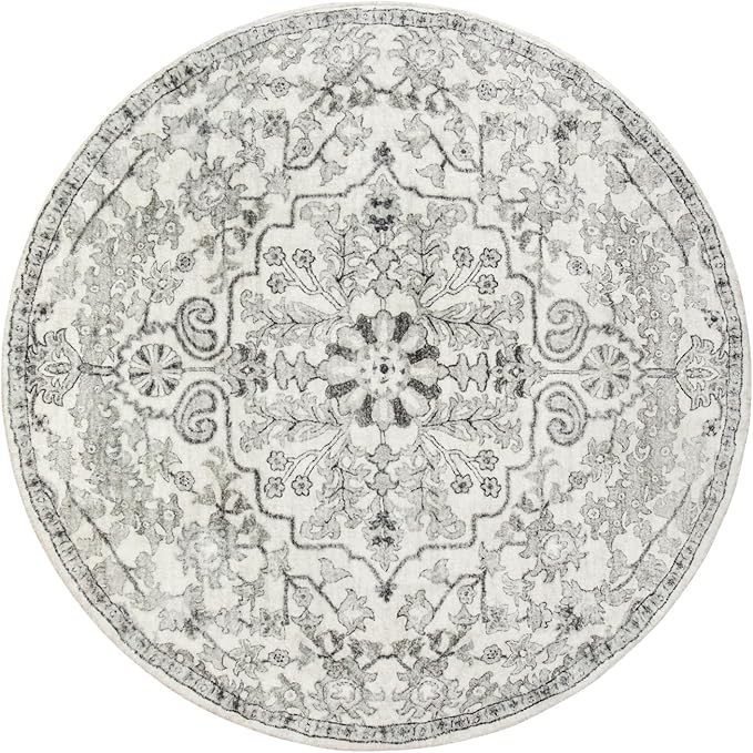Lahome Bohemian Washable Round Rug, Large Round Rugs 6ft Non Slip Circle Rugs for Living Room, Soft Non Slip Non Shedding Printed Indoor Carpet for Dining Bedroom Kitchen Office, Beige