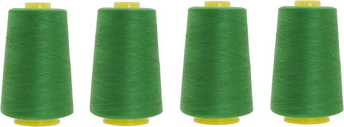 Mandala Crafts 4 Pack of Serger Threads Cones Spools - 40S/2 24000 Yards Polyester Green Threads for Sergers Machine and Overlock Quilting Sewing Machine