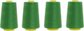 Mandala Crafts 4 Pack of Serger Threads Cones Spools - 20S/2 24000 Yards Polyester Green Threads for Sergers Machine and Overlock Quilting Sewing Machine