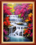 Dooxvey Cross Stitch Kits for Adults Beginners,Full Range of Cross-Stitch Stamped Kits Needlepoint Kits for Beginners Embroidery Kits 11CT Cross Stitch Patterns-Autumn Waterfall 16x20 inch