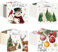 Janlaugh 200 Pcs Christmas Paper Cocktail Napkins Disposable 2 Ply Xmas Style Decoupage Beverage Napkins for Xmas Holiday Winter Dinner Table Decor (Classic Style)