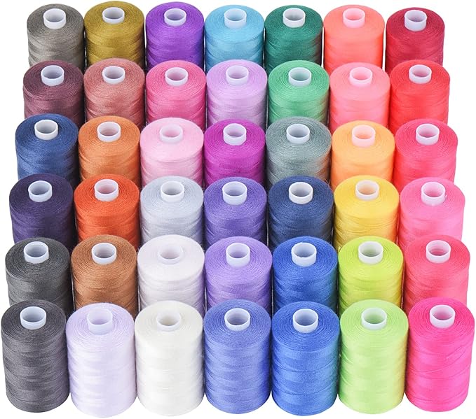 Simthread All Purpose Sewing Thread, 42 Spool Assorted 1000 Yards Polyester Threads for Sewing, Handy Polyester Sewing Threads for Sewing Machine - 42 Colors