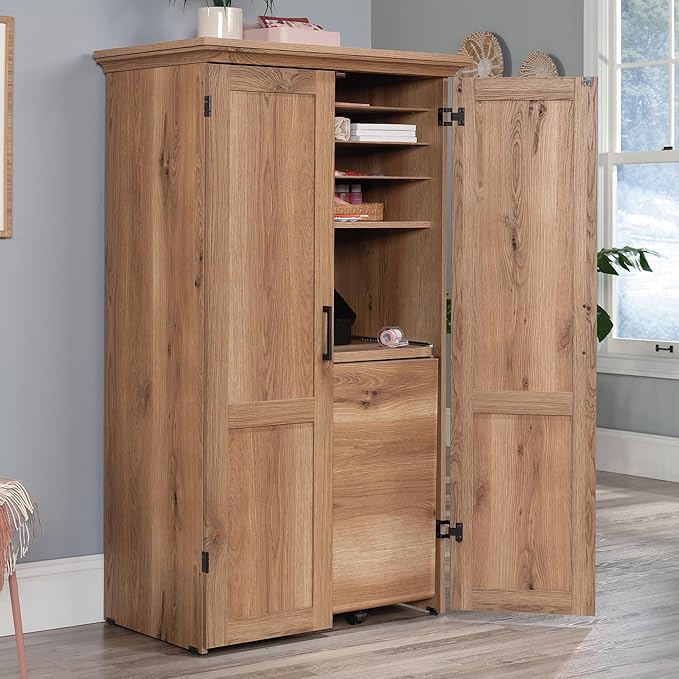 Sauder Miscellaneous Storage Craft & Sewing Armoire, Timber Oak Finish