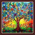 Dimensean Stamped Cross Stitch Kits Full Range of Embroidery Patterns Starter Kits for Beginners Adult or Kids DIY Cross Stitches Needlepoint Kits 11CT-Colorful Tree of Life 18x18 inch