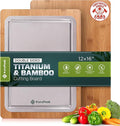 Pure Titanium Cutting Board - Double-Sided Titanium Cutting Board for Kitchen with Bamboo Side - Large 16"x12"