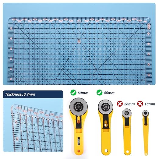 Quilting Ruler, 12.5 x 12.5 Inches, Slotted Design for Precise Fabric Cutting