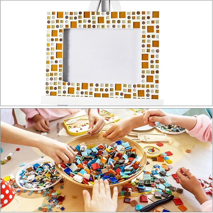 MECCANIXITY 2 Pcs Stained Glass Sheet Mosaic Tile 7.9 Inch x 5.9 Inch Light Brown Stained Glass Sheets for Crafts DIY Art Project