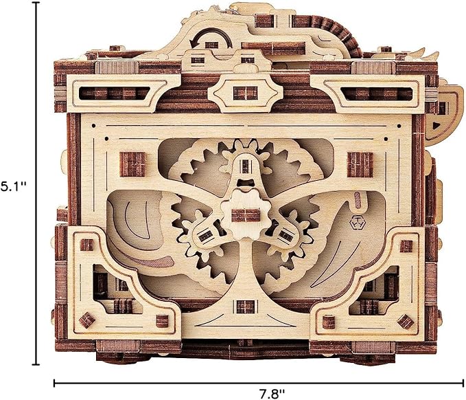 Wood Trick Enigma Chest Lock Puzzle Box Wooden 3D Puzzles for Adults to Build - Engineering DIY Project Mechanical Model Kits for Adults Wooden Models