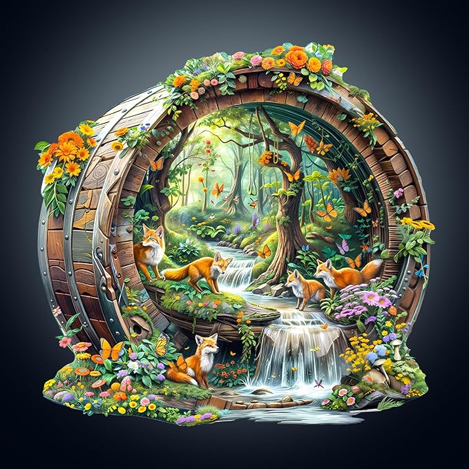 Wooden Puzzles for Adults, Fox Wooden Jigsaw Puzzle for Adults, 440 PCS Unique Animal Shape Wood Puzzles Adult, Birthday Party Gifts for Friends & Family Leisure Time Game Home Decor (XL-17.3*16.6in)