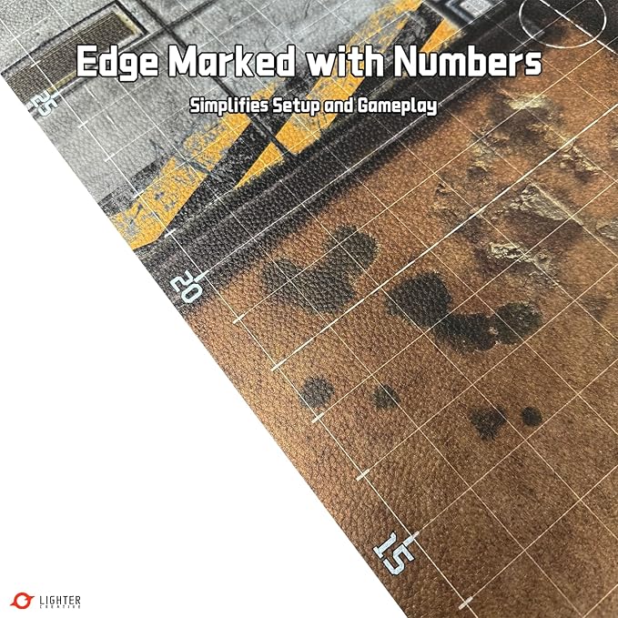 44'' x 60'' Battle Mat Gridded War-Gaming Mat for WH40K - Made of Synthetic Leather, 1.1mm Thickness (Adamant Bastion: Sector XI)