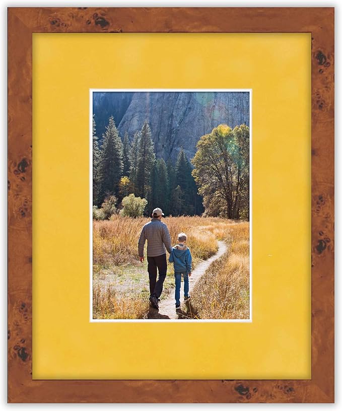 Pack of TEN 8x10 Mats Bevel Cut for 5.5x8.5 Photos - Acid Free Sunrise Yellow Suede Precut Matboards For Pictures, Photos, Framing - 4-ply Thickness