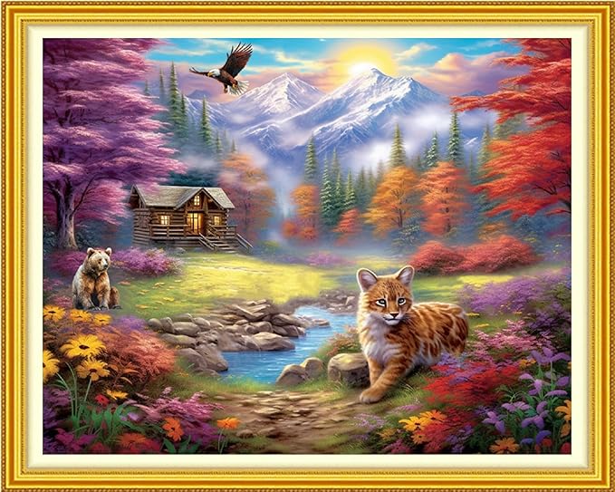 Artvxeay Cross Stitch Kits Stamped Full Range of Embroidery Kits for Beginners Adults 11CT Pattern Stitch Embroidery Kits Needlepoint Kits DIY - (Outdoor Scenery 16x20 inch)
