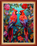 Dimxvean Stamped Cross Stitch Kits,Cross Stitch Kits for Adults Beginners,Embroidery Kits Full Range of Cross Stitch Stamped Kits Needlepoint Kits Cross Stitch Patterns-Flower Parrot 16x20 inch