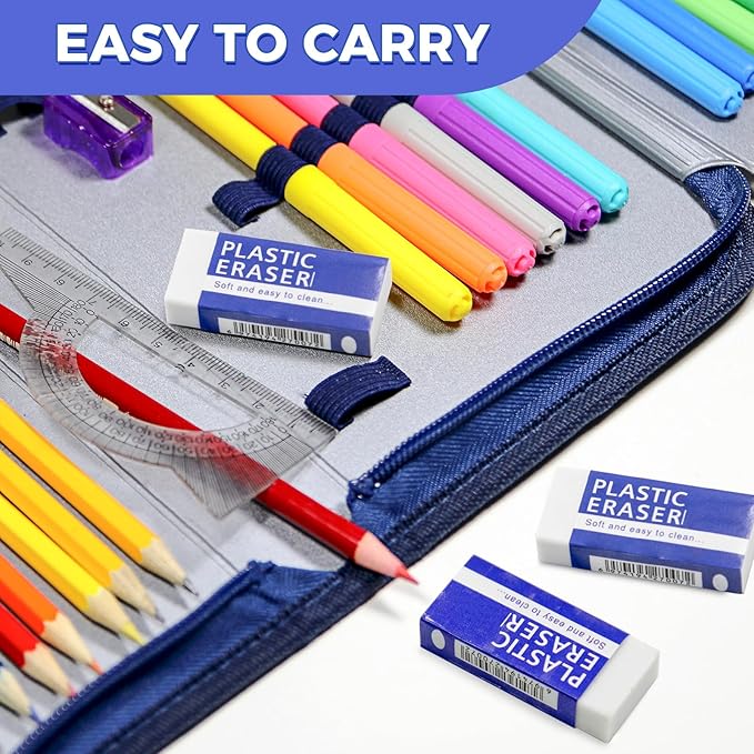 72 Pack White Eraser for Pencil, Bulk Art Erasers for Drawing Sketching, Pencil Erasers Rubber for Kids Prize, School Classroom Students, Office Supplies