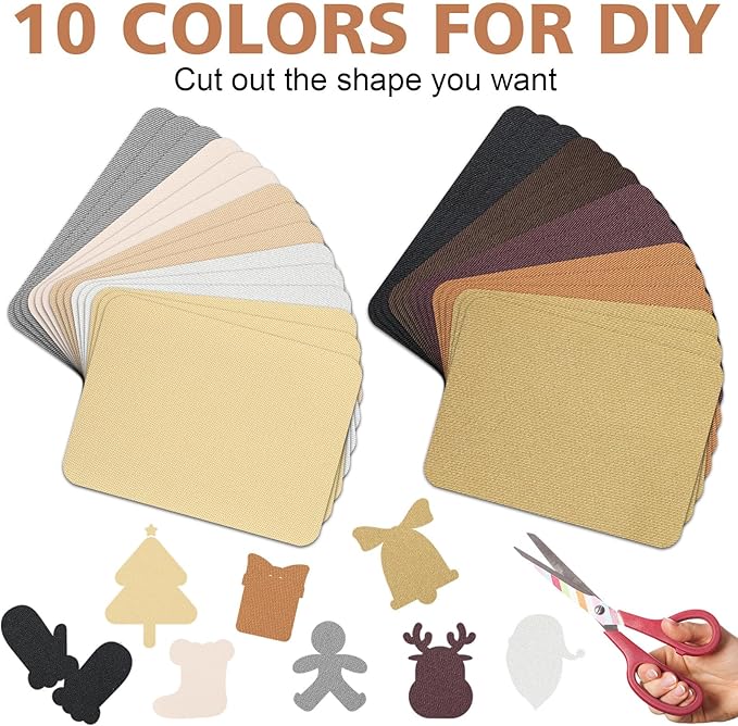 Tatuo 30 Pieces Iron on Patches for Clothing Repair Fabric Patches Iron on for Denim Jean Repair Decorating Kit Canvas Fabric for Puffer Down Jacket(Regular Color)